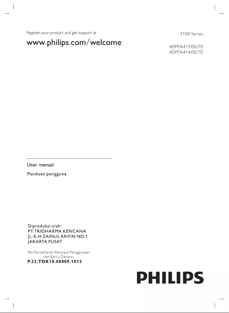 First page image of the manual for 40PFA4150S