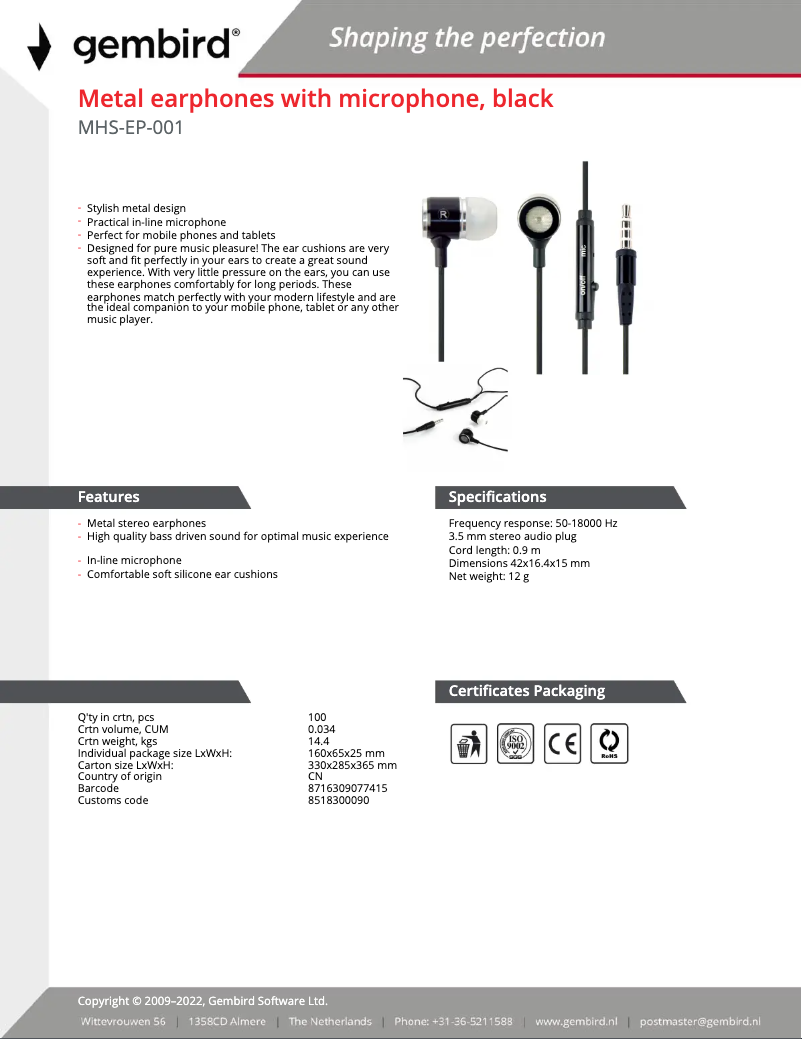 First page image of the manual for MHS-EP-001