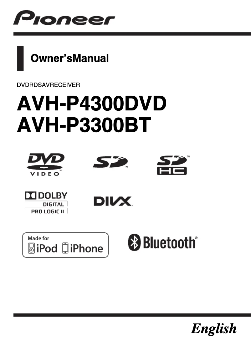 Page 1 of the manual User Manual Pioneer AVH-P3300BT