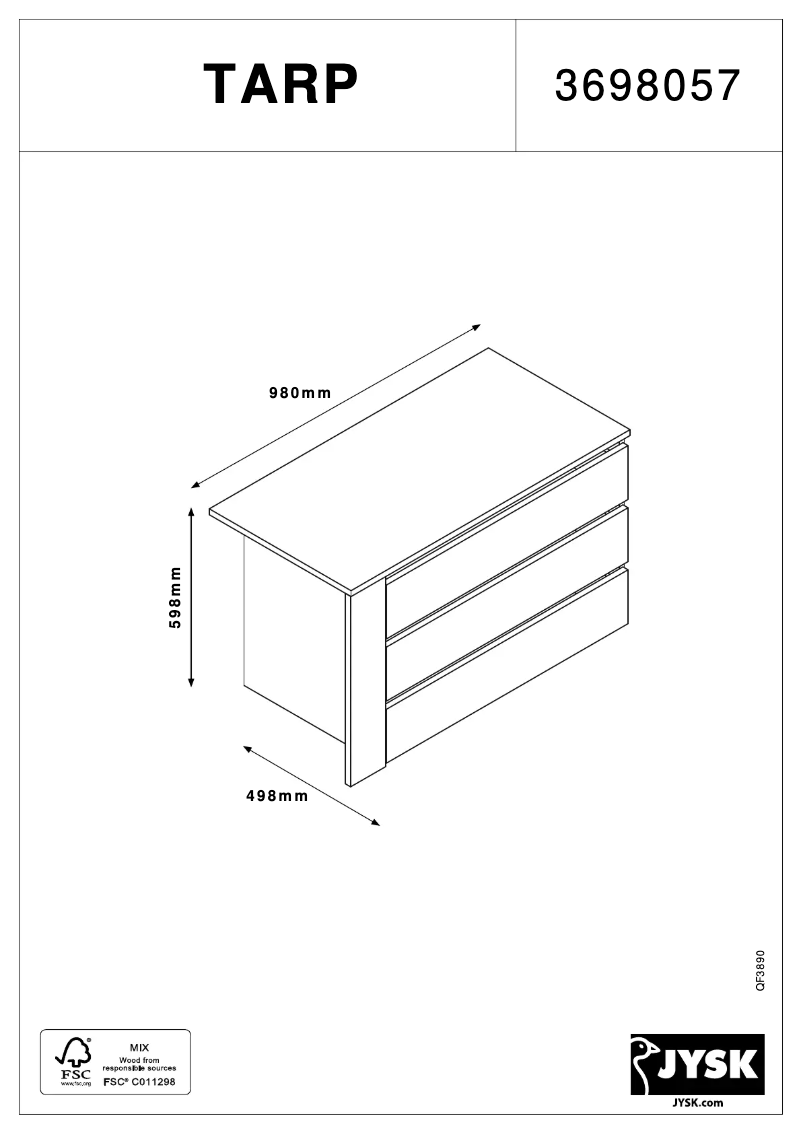 First page image of the manual for Tarp (98x58x50)