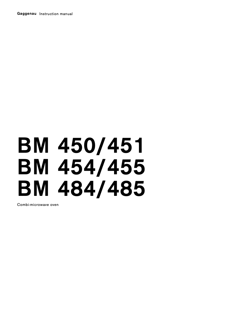 Page 1 of the manual User Manual Gaggenau BM454