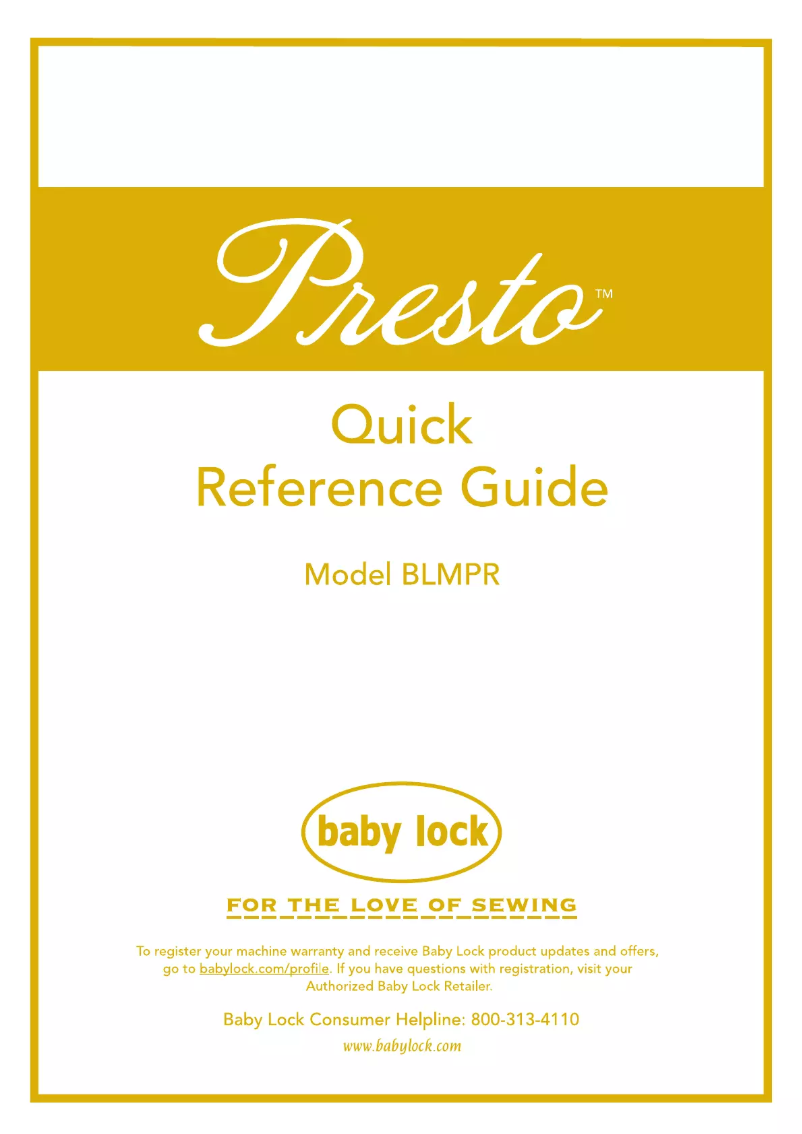 Page 1 of the manual Instruction Manual Baby Lock Presto BLMPR