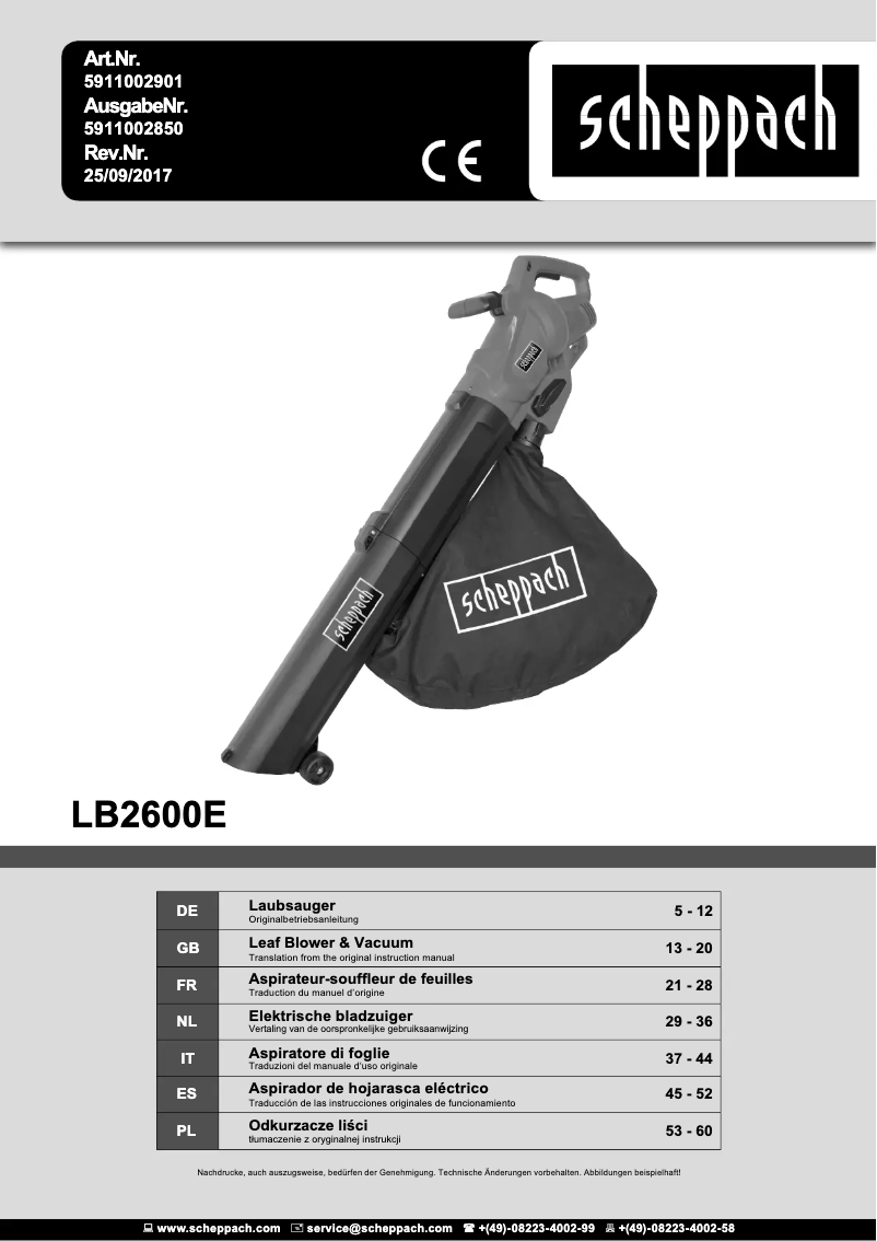 Image de la première page du manuel de l'appareil LB2600E