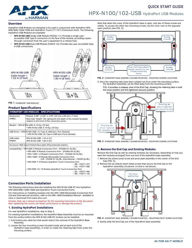 Page 1 of the manual User Manual AMX HPX-N100