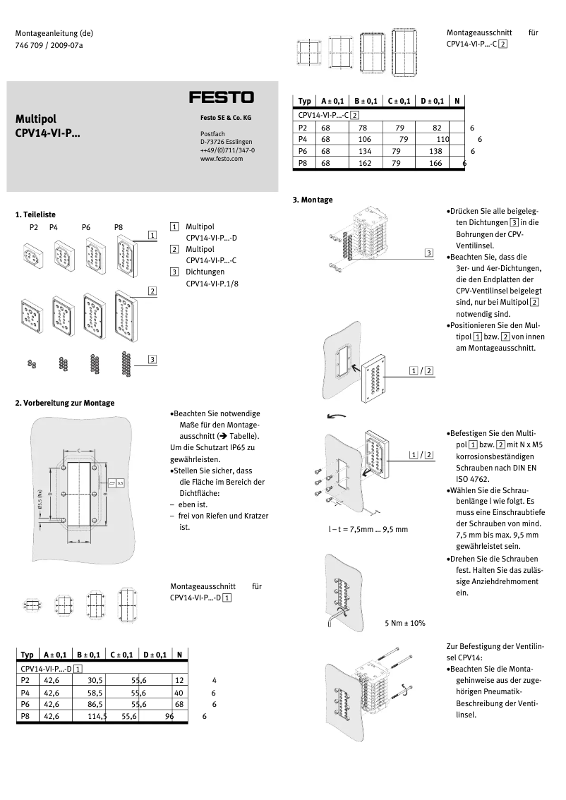 First page image of the manual for CPV14-VI-P4-1/8-C