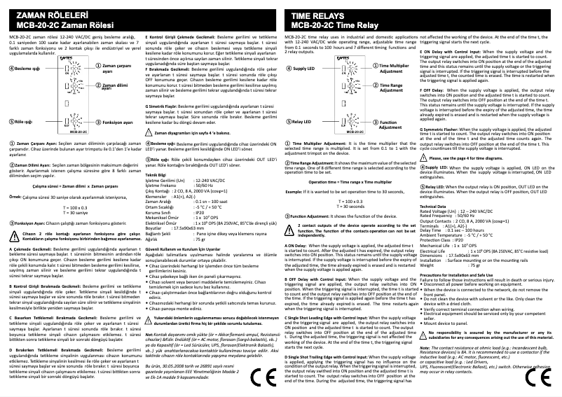 Page 1 of the manual User Manual ENTES MCB-20-2C