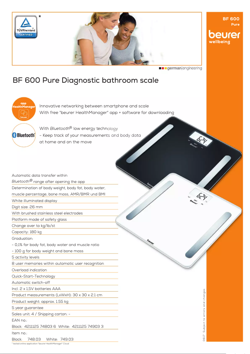 First page image of the manual for BF 600