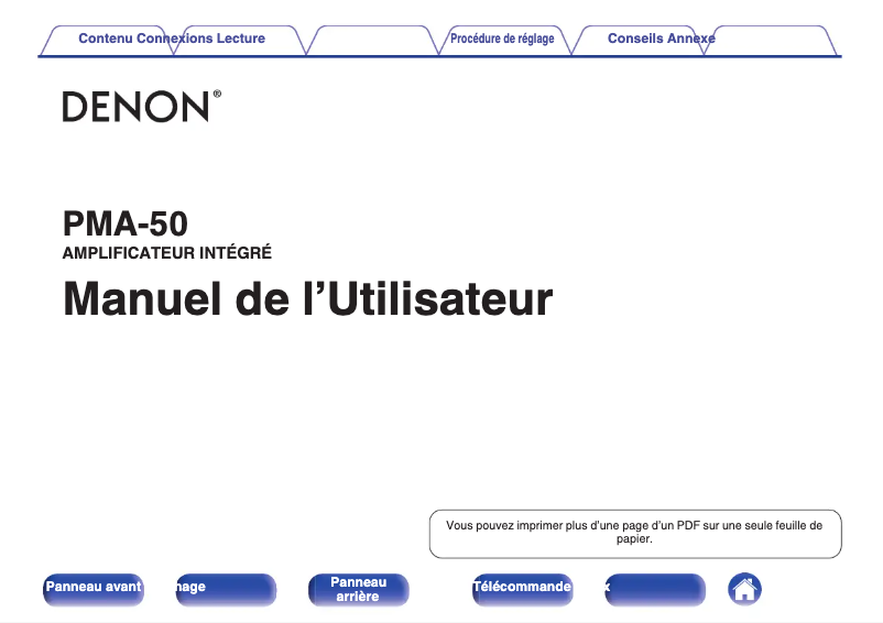 Page 1 of the manual User Manual Denon PMA-50B