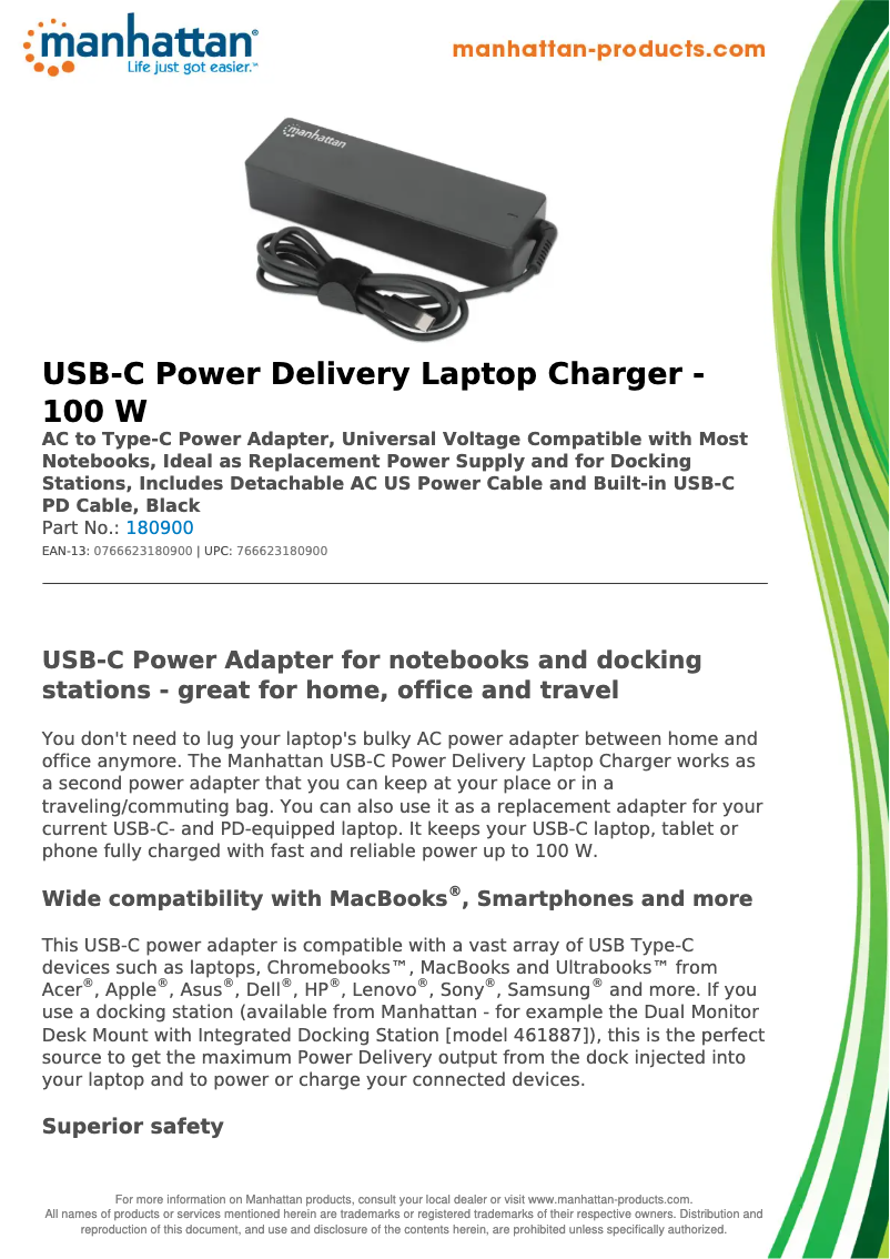 First page image of the manual for 180900