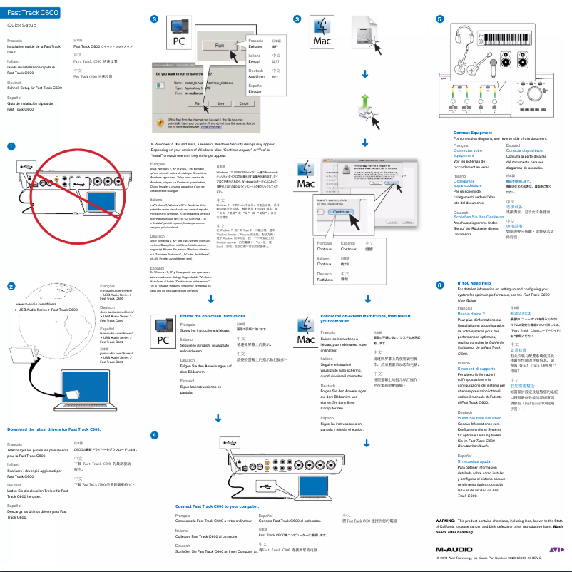 First page image of the manual for Fast Track C600