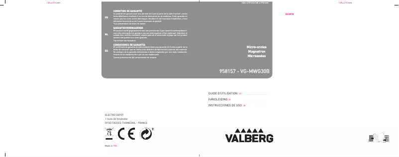 First page image of the manual for VG-MWG30B