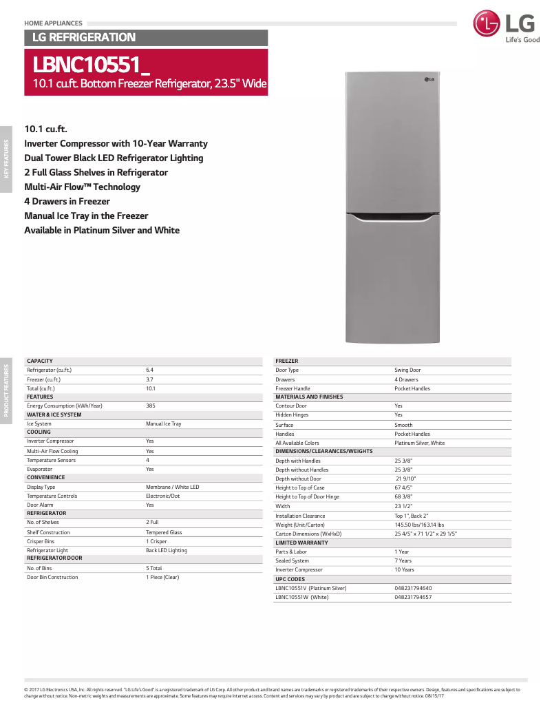 First page image of the manual for LBNC10551V
