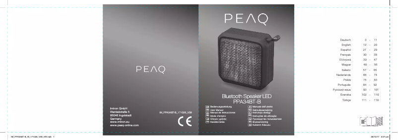 Page 1 of the manual User Manual PEAQ PPA34BT-B