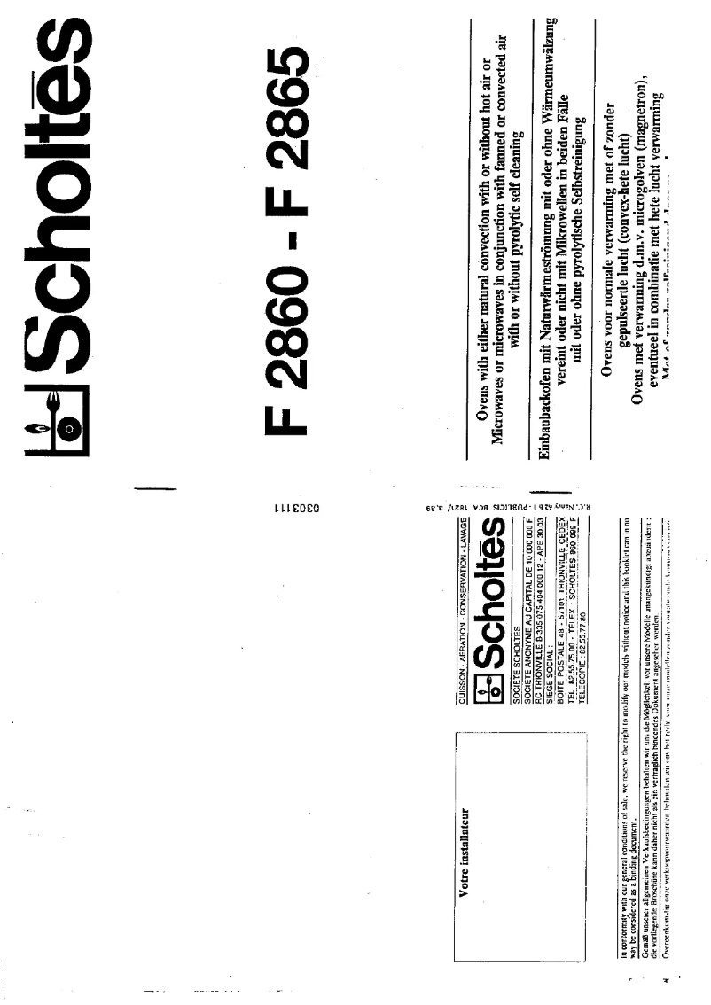 First page image of the manual for F 2860