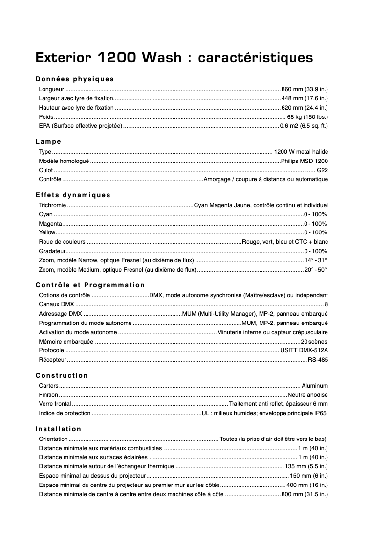 First page image of the manual for Exterior 1200 Wash