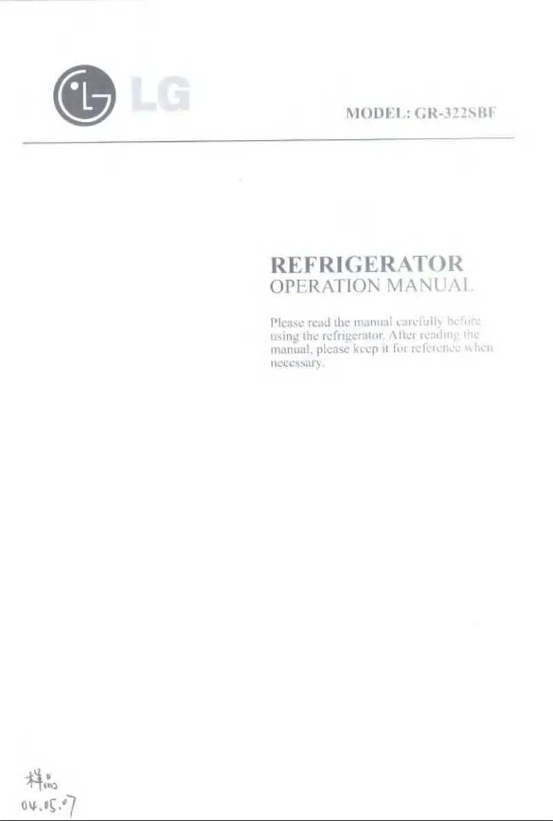 First page image of the manual for GR-322SVF