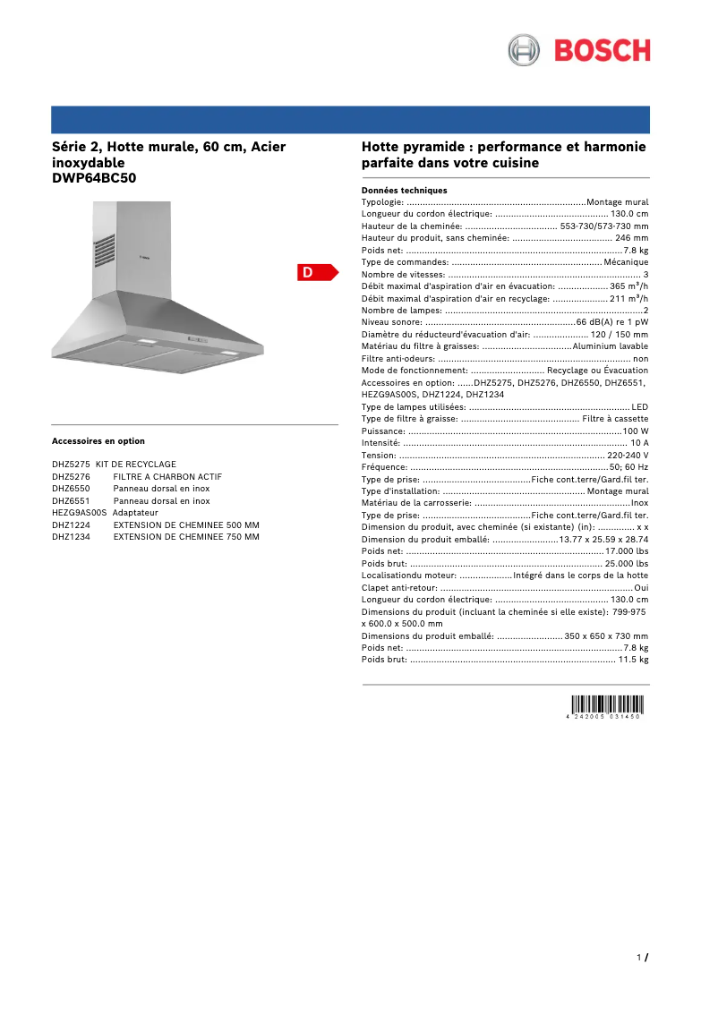 First page image of the manual for DWP64BC50