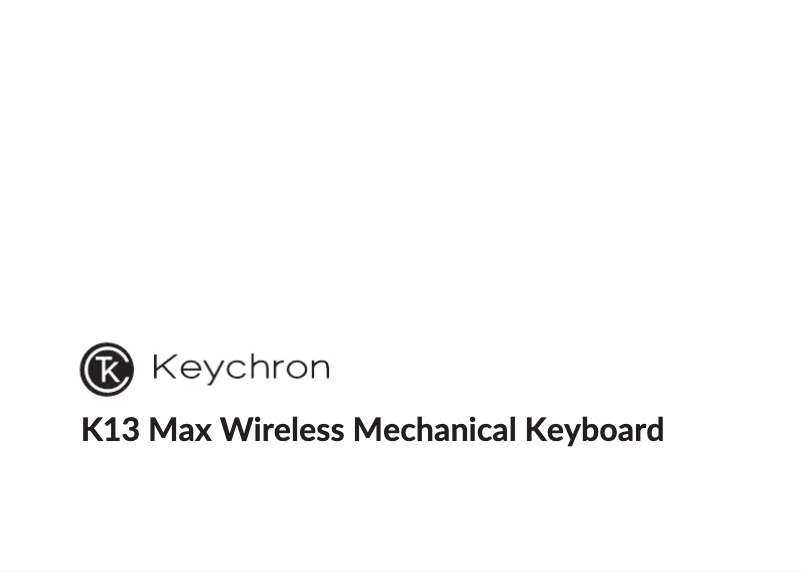 First page image of the manual for K13 Max