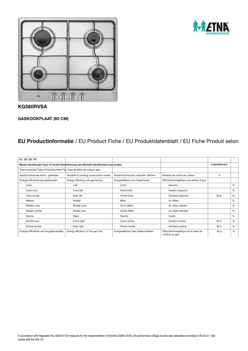 First page image of the manual for KG560RVSA