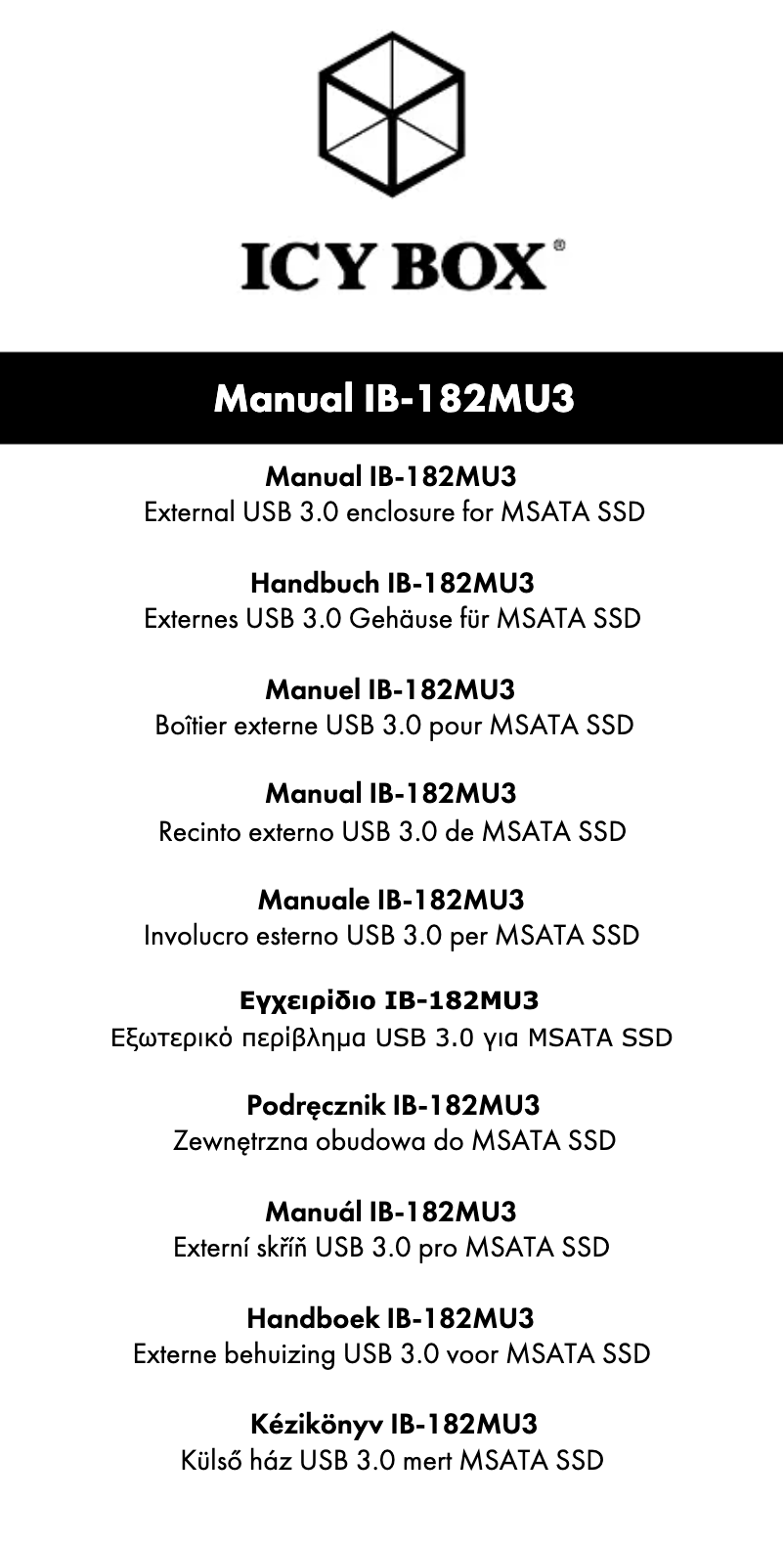 Page 1 of the manual User Manual Icy Box IB-182MU3