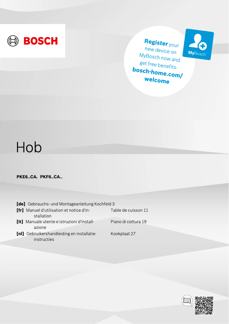 Page 1 of the manual User Manual Bosch PKE645CA2E