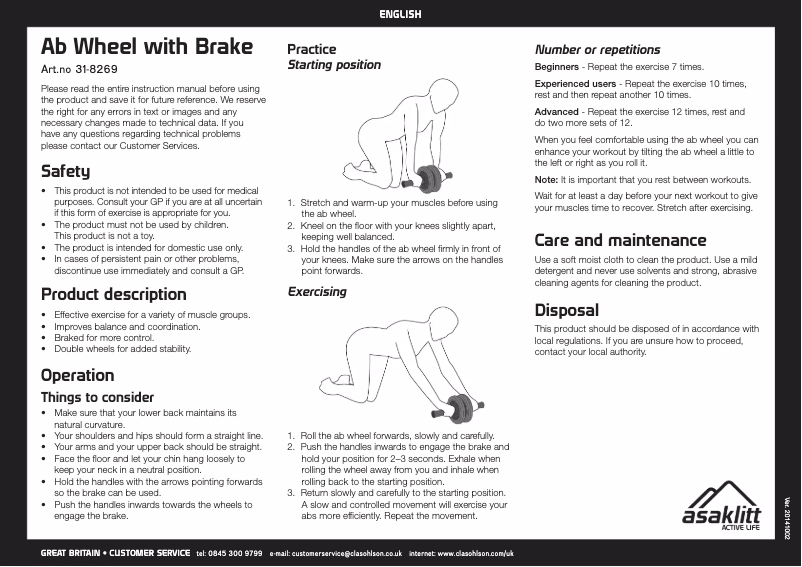 Page 1 de la notice Manuel utilisateur Asaklitt 31-8269