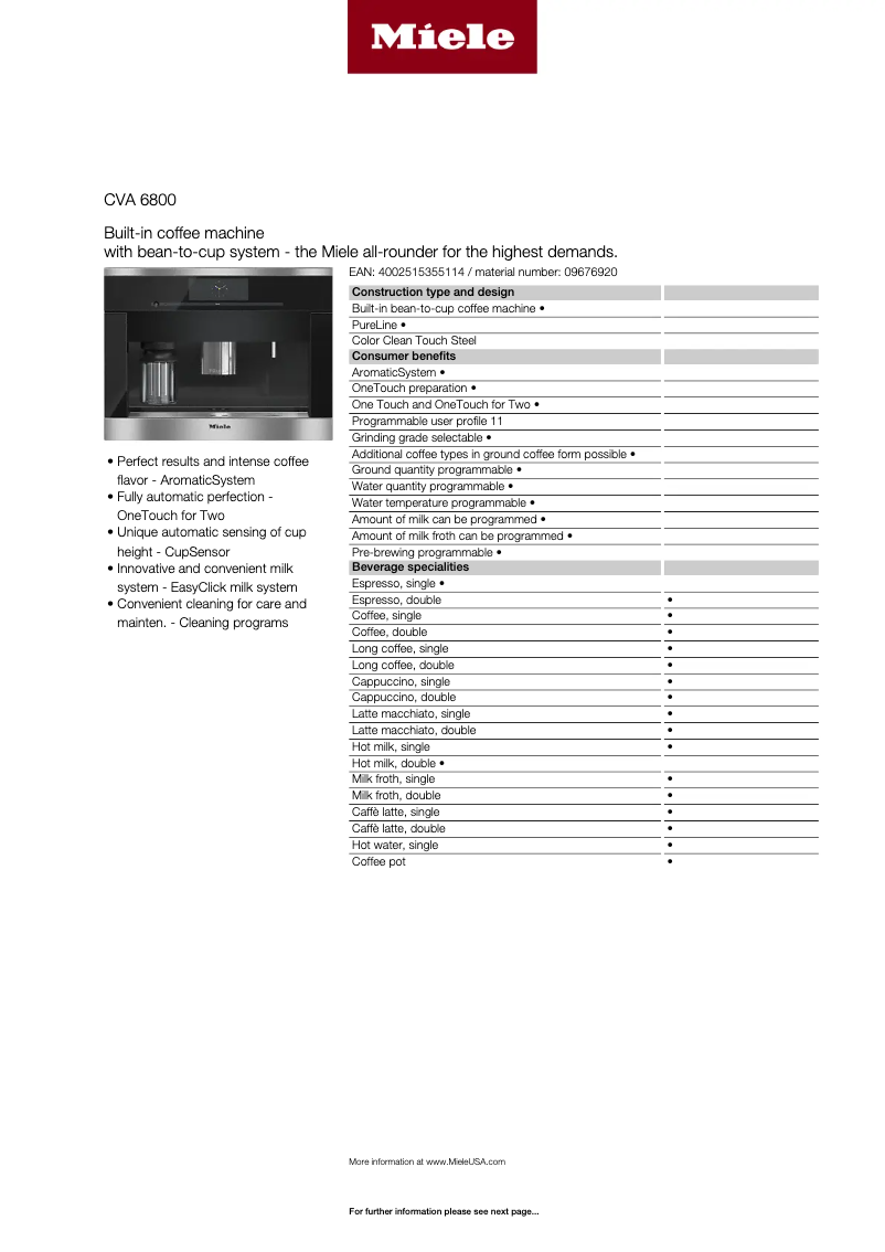 First page image of the manual for CVA 6800