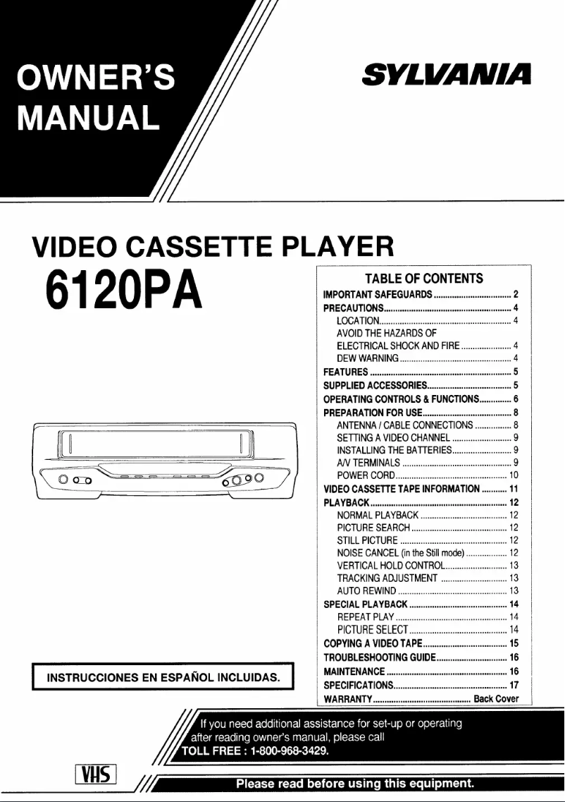 Page 1 of the manual User Manual Sylvania 6120PA