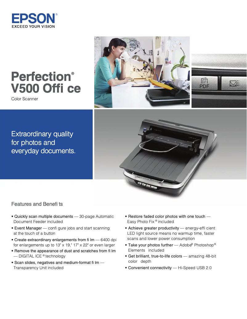 First page image of the manual for Perfection V500 Office