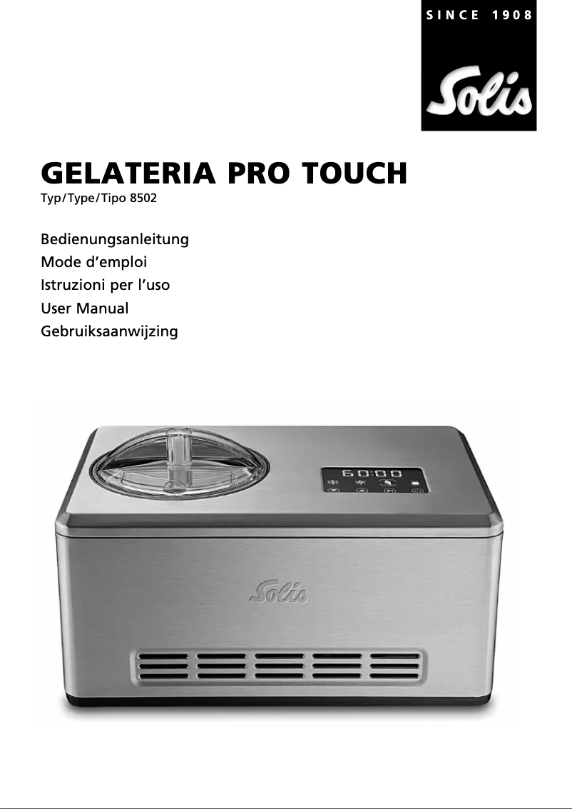 First page image of the manual for Gelatissima 8503