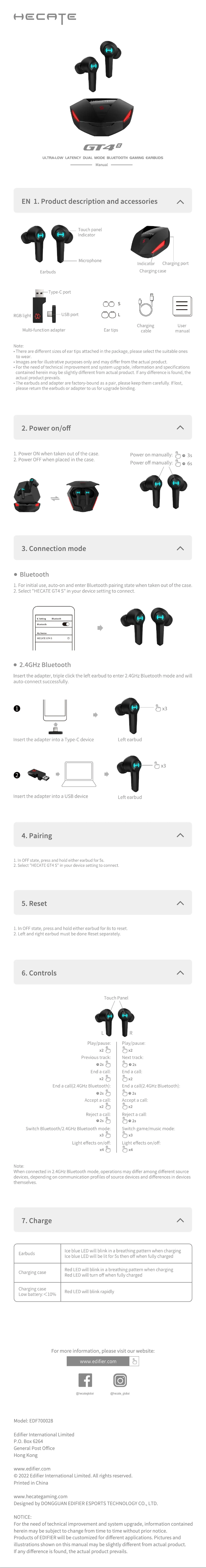 First page image of the manual for Hecate GT4 S