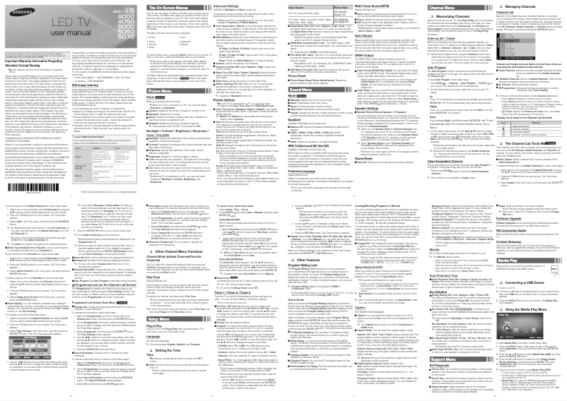 Page 1 of the manual User Manual Samsung UN46EH5000F