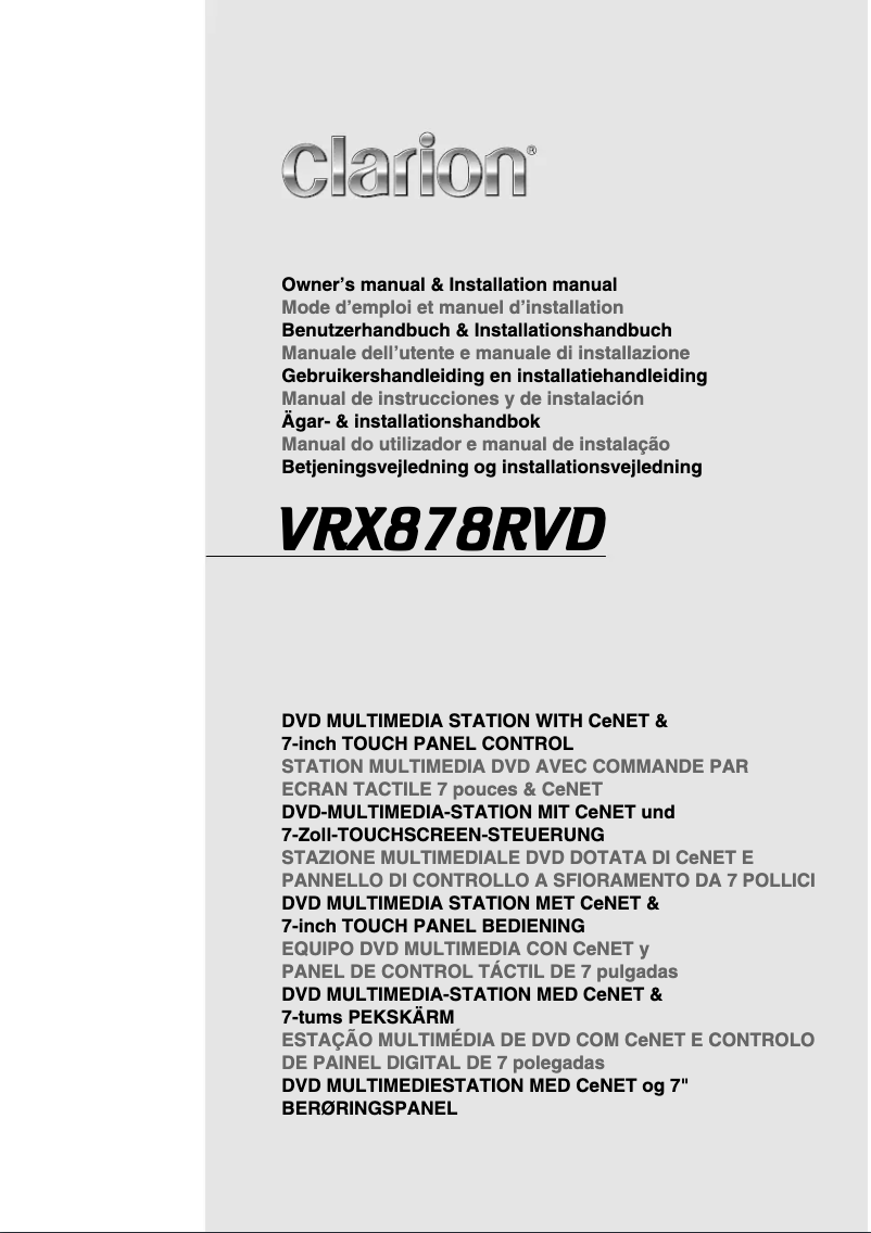 Page 1 de la notice Manuel utilisateur Clarion VRX878RVD