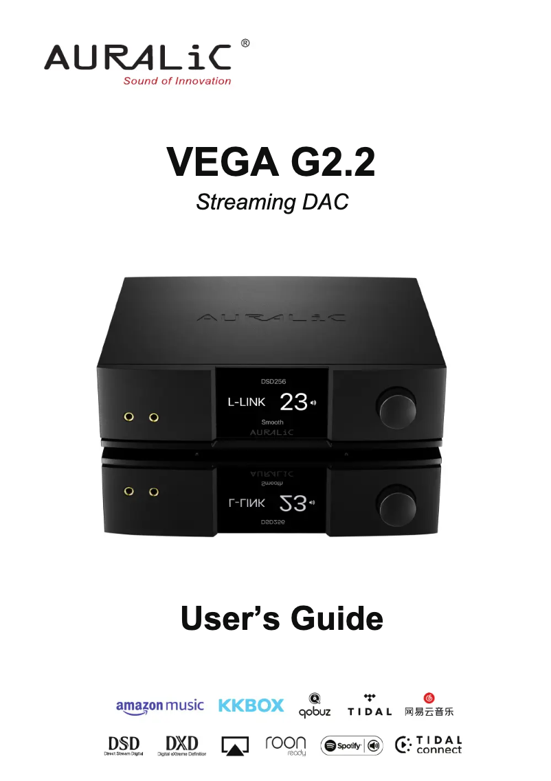 Page 1 of the manual User Manual AURALiC VEGA G2-2