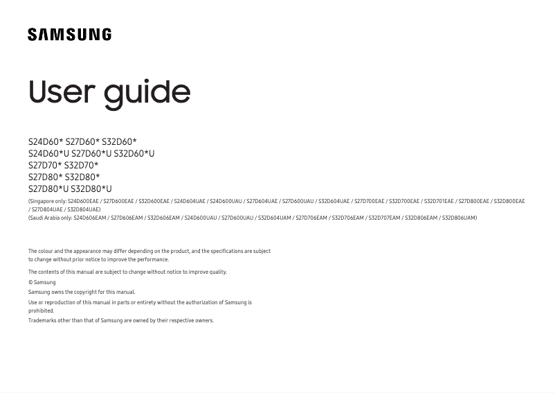 First page image of the manual for S27D604UAE