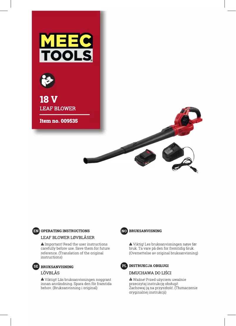 First page image of the manual for 009-535