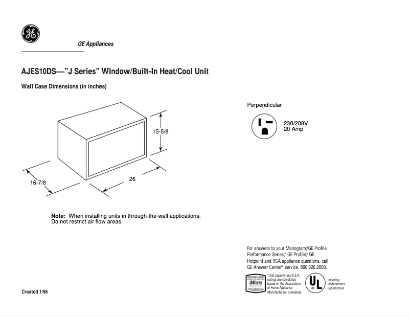 First page image of the manual for AJES10DS