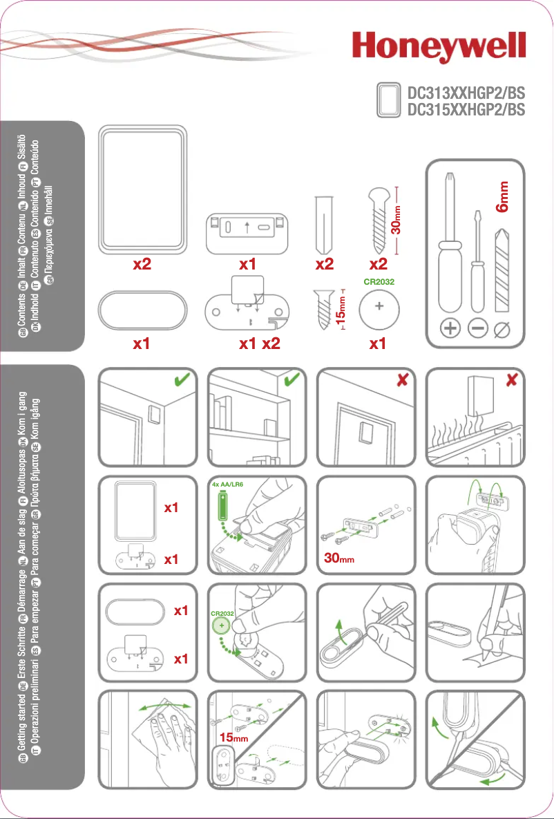 Page 1 of the manual User Manual Honeywell DC313SHGP2