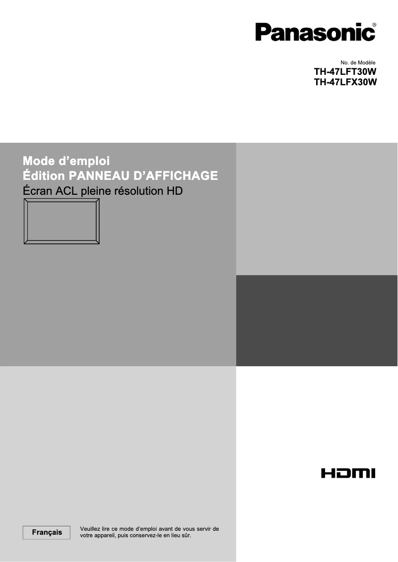 First page image of the manual for TH-47LFX30W