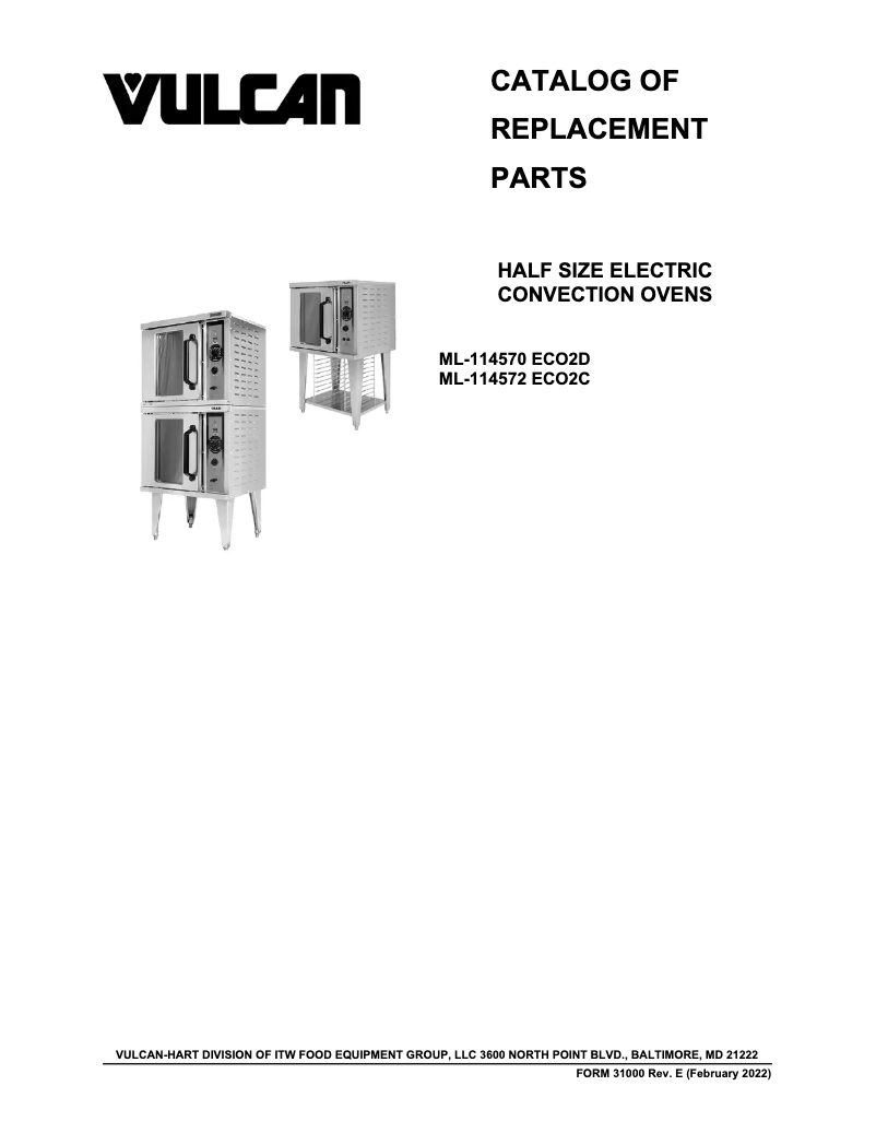 Page 1 of the manual Catalogue Vulcan ECO2D