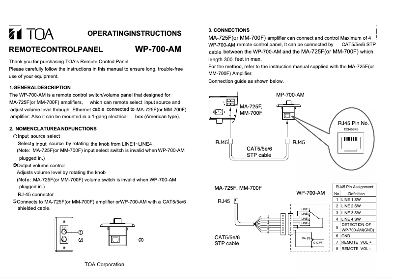 First page image of the manual for WP-700