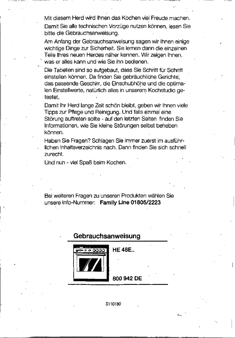 First page image of the manual for HE48E45