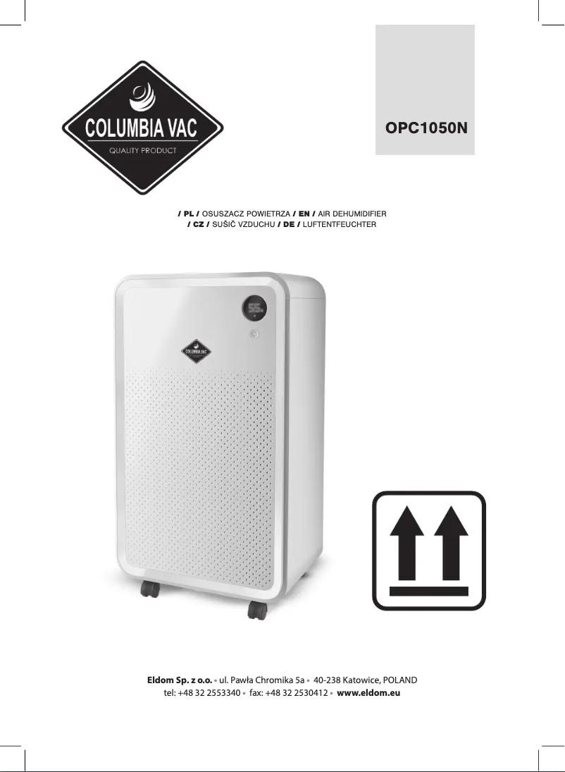 First page image of the manual for ColumbiaVac OPC1050N
