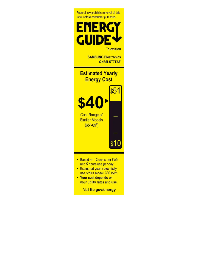 Page 1 of the manual Energy Label Samsung QN65LST7TAFXZA