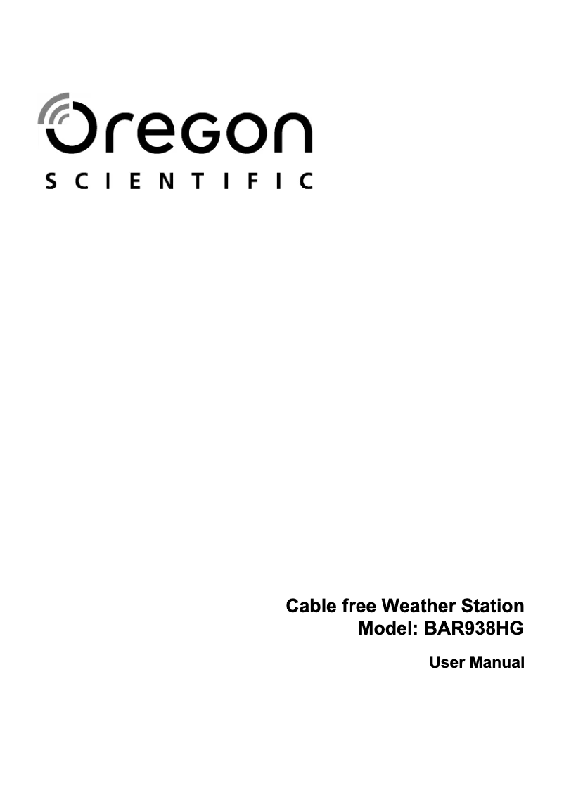 First page image of the manual for BAR938HG