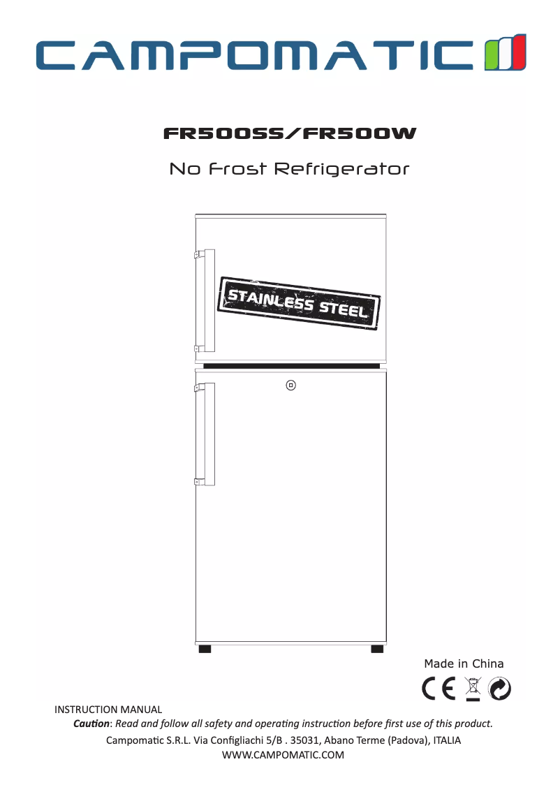 Page 1 of the manual User Manual Campomatic FR500WH