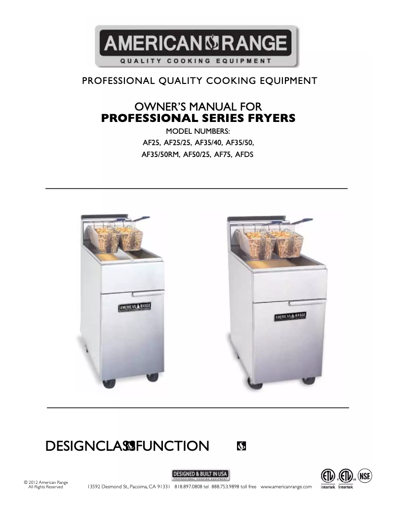 Page 1 of the manual User Manual American Range AF35/50RM