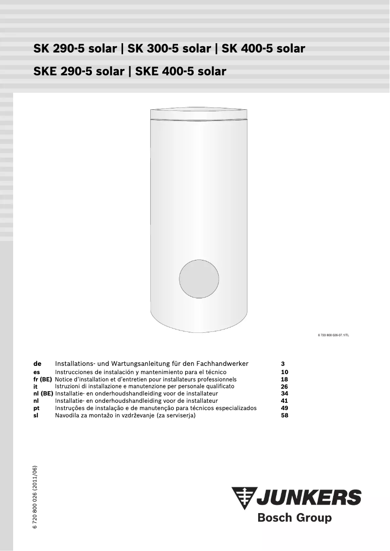 First page image of the manual for SKE 290-5 Solar