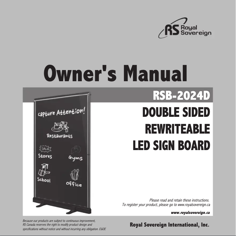 Page 1 of the manual User Manual Royal Sovereign RSB-2024D