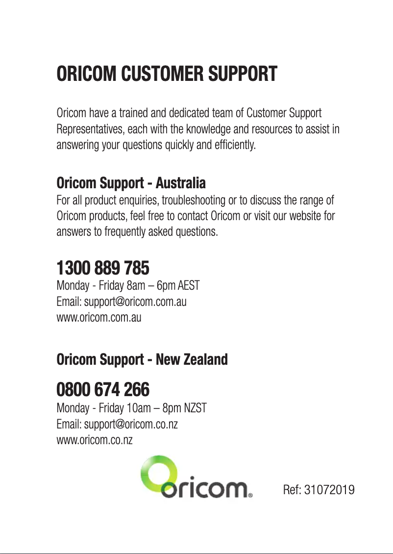 Page 1 de la notice Manuel utilisateur Oricom UHF2390